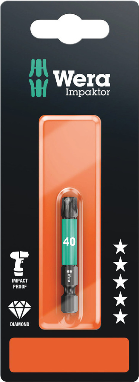 Wera 05073967001 867/1 IMP DC SB Impaktor TORX Driver Bit - T40 x 50mm Wera 05073967001 867/1 IMP DC SB Impaktor TORX Driver Bit - T40 x 50mm