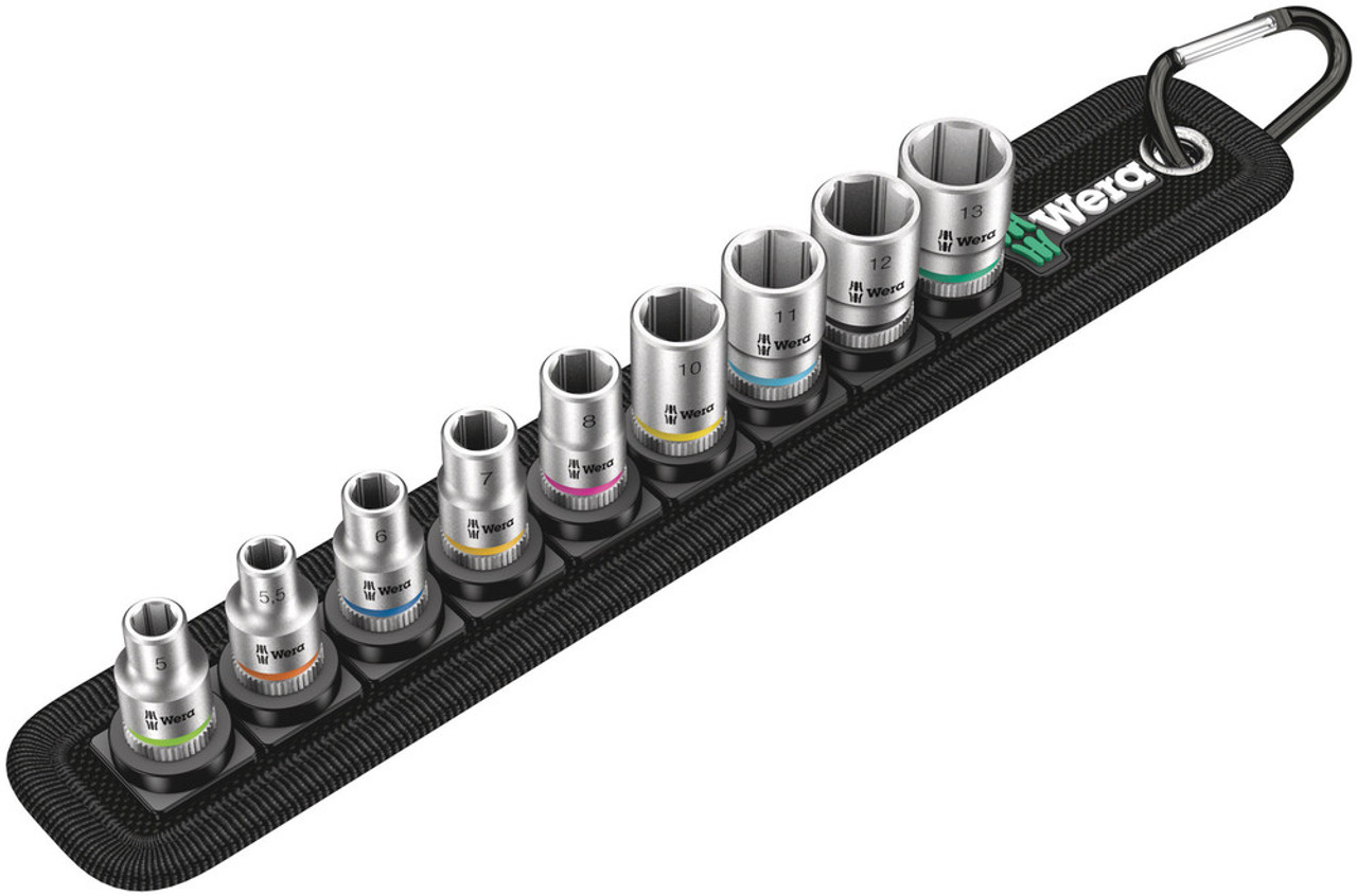 Wera 05003883001 Belt A 4 Zyklop 9pc 1/4 Inch Socket Set - Metric