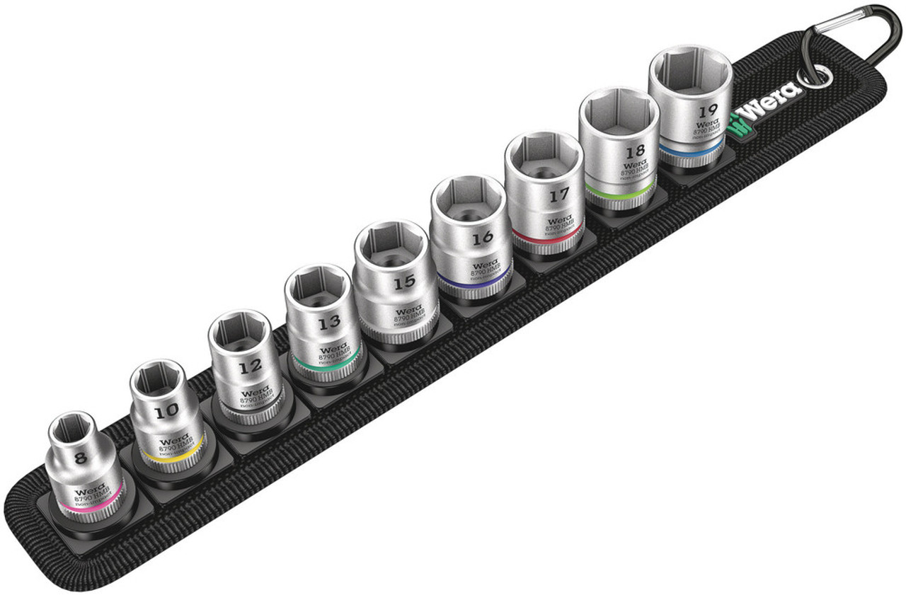 Wera 05003973001 Belt B 4 Zyklop 9pc 3/8 inch Socket Set - Metric