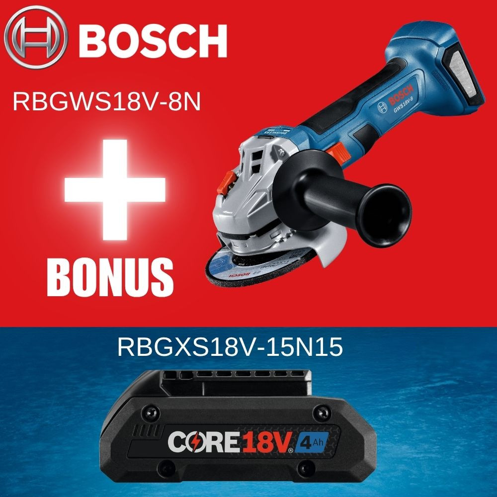 Bosch GWS18V-8N 18V 4 1/2 inch Angle Grinder with Slide Switch (Tool Only)