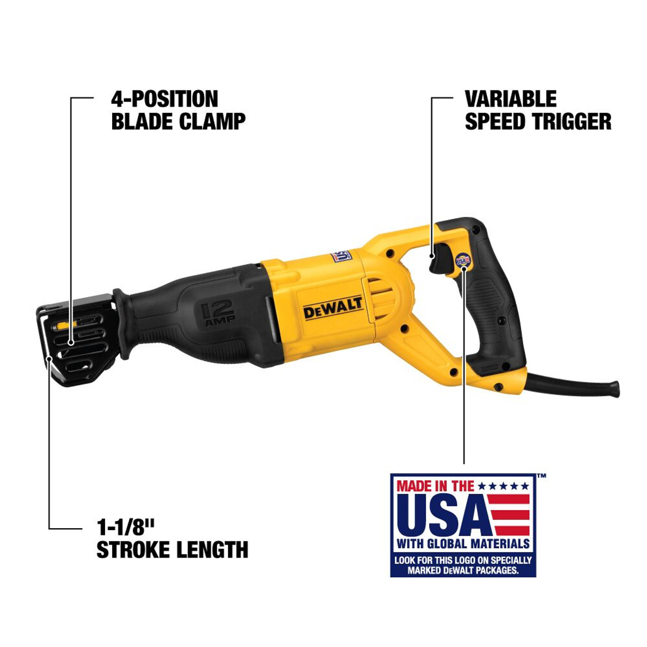DeWalt DWE305 12 Amp Reciprocating Saw