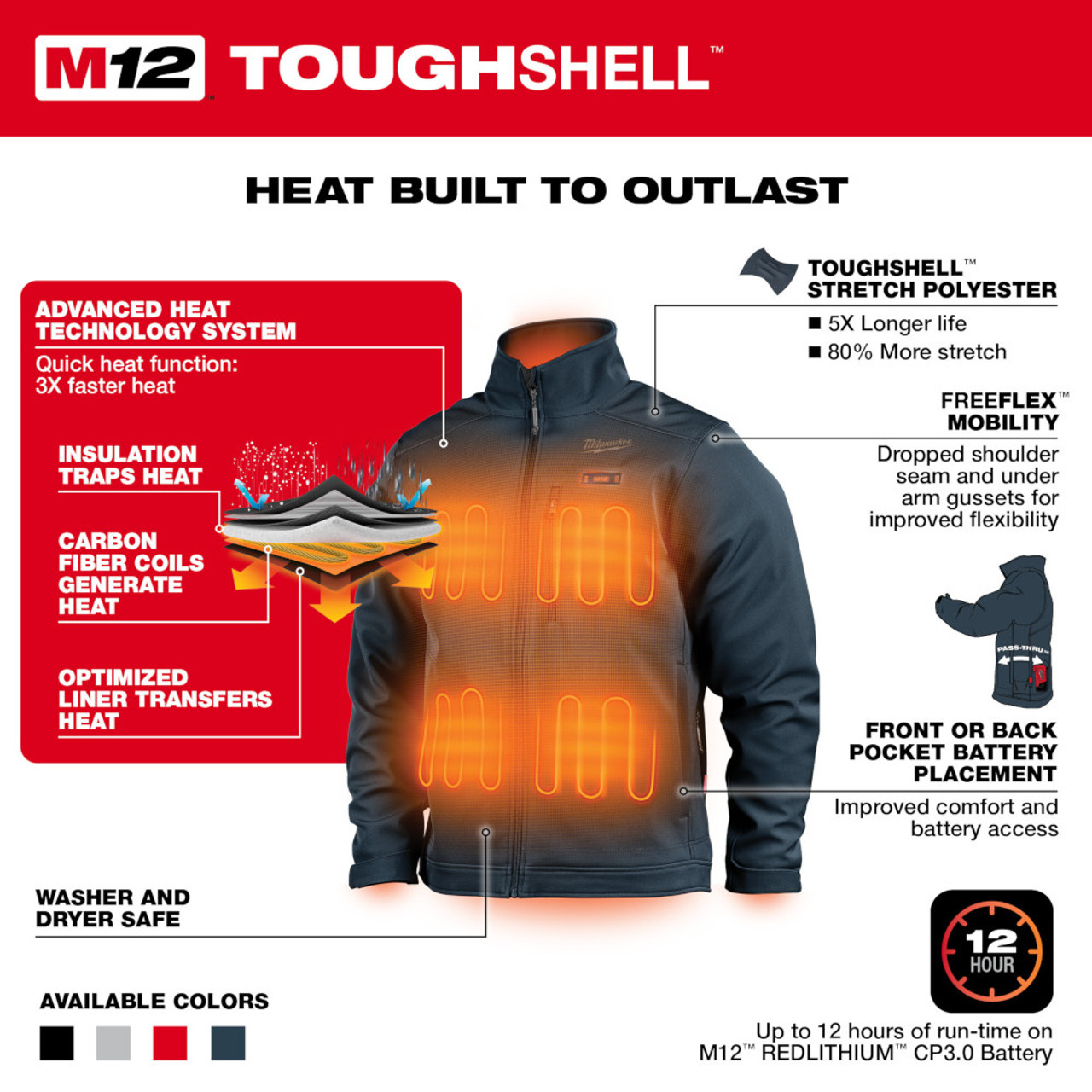 Milwaukee 204G-21L M12 Heated TOUGHSHELL Gray Jacket Kit - Large Milwaukee 204G-21L M12 Heated TOUGHSHELL Gray Jacket Kit - Large