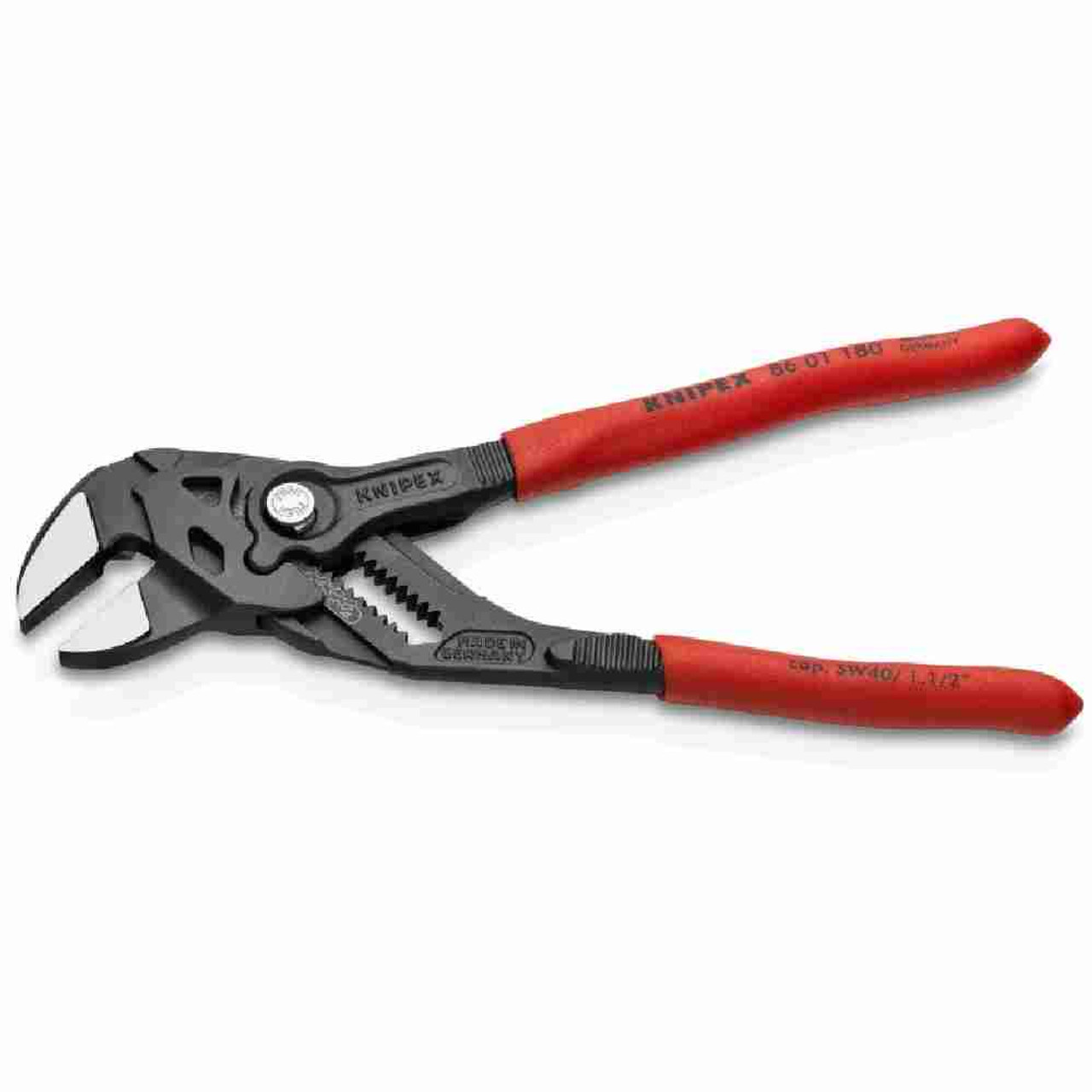 Knipex 8601180SBA 7-1/4 inch Adjustable Wrench Pliers Black showing with an open jaw Knipex 8601180SBA 7-1/4 inch Adjustable Wrench Pliers Black showing with an open jaw
