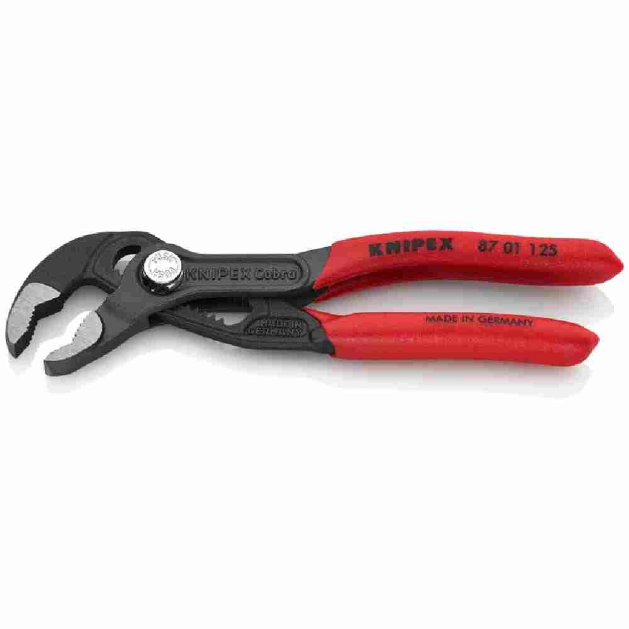 Knipex 8701125SBA 5 inch Cobra Water Pump Plier showing with open jaws Knipex 8701125SBA 5 inch Cobra Water Pump Plier showing with open jaws