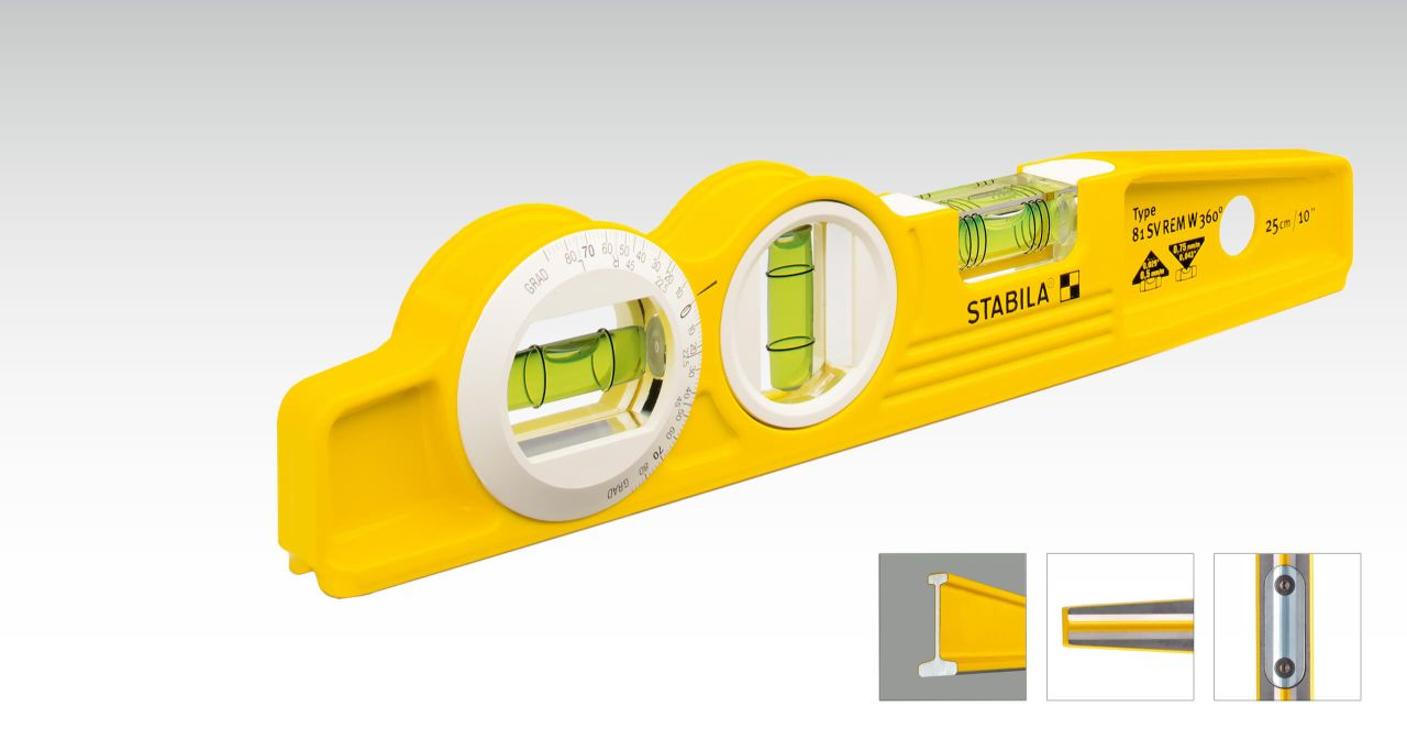 Stabila 25360 81SMW360 10 inch Die Cast Torpedo Level with Protractor Vial