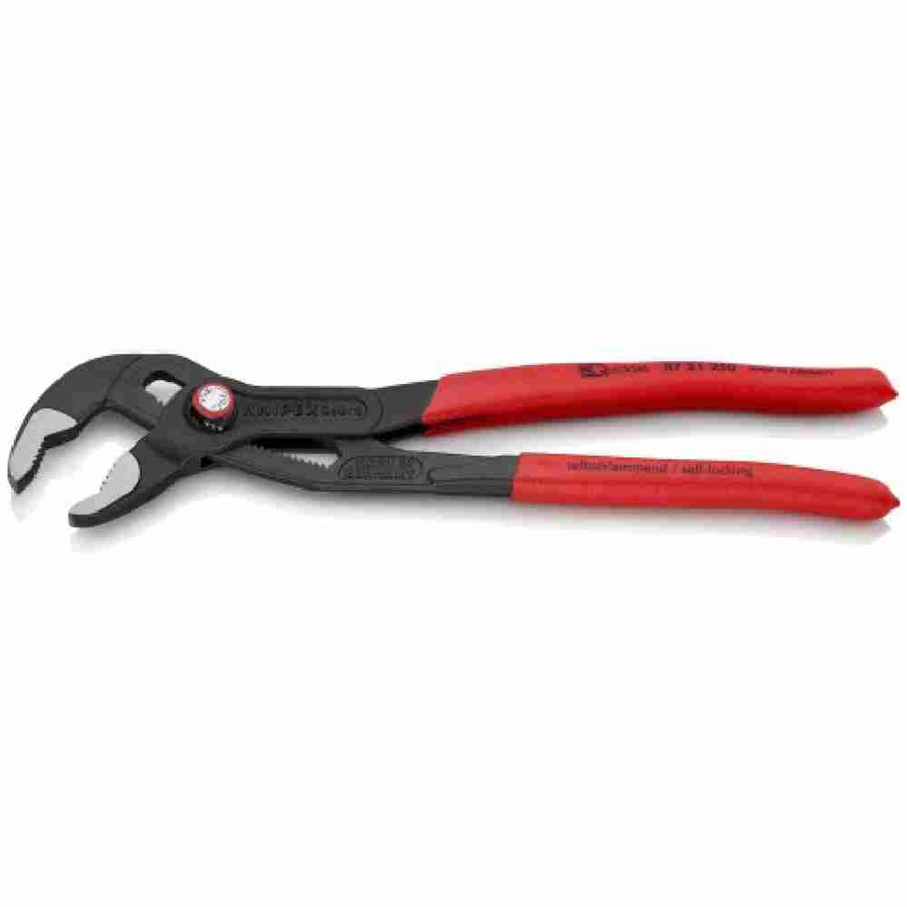Knipex 8721250SBA 10 inch Cobra QuickSet Water Pump Plier showing with open jaws Knipex 8721250SBA 10 inch Cobra QuickSet Water Pump Plier showing with open jaws