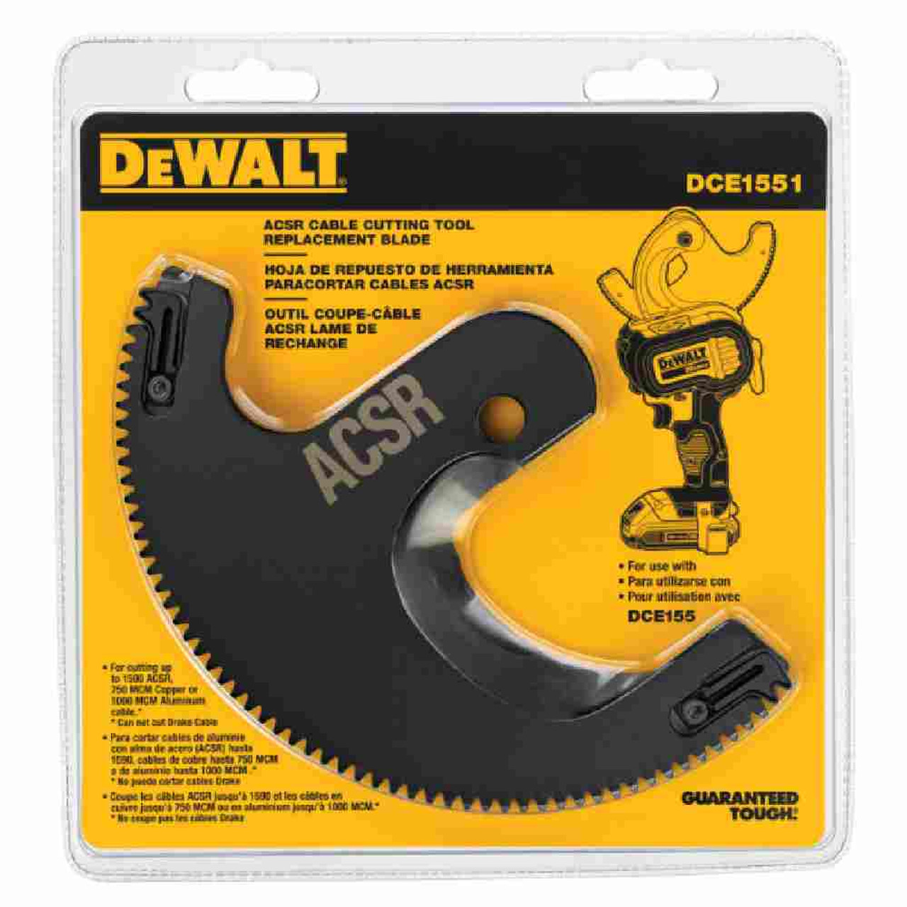 DeWalt DCE1551 ACSR Cable Cutting Tool Replacement Blade showing in packaging