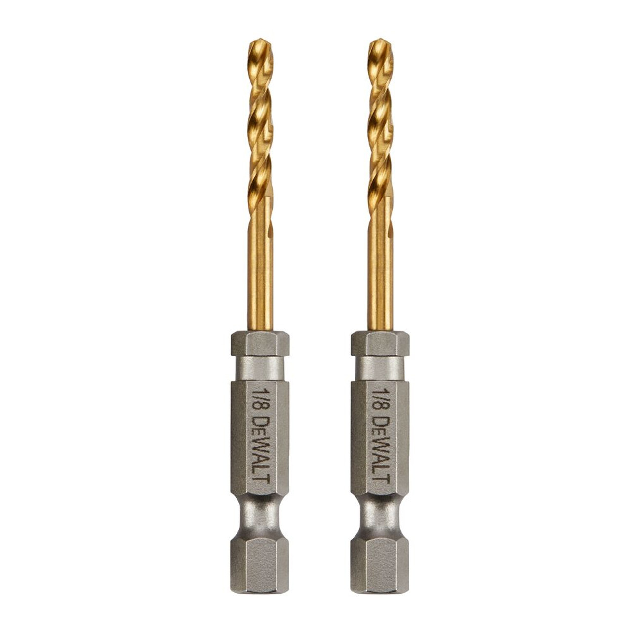 DeWalt 1/8 Inch Impact Ready Titanium Nitride Coated Drill Bits - 2pk DeWalt 1/8 Inch Impact Ready Titanium Nitride Coated Drill Bits - 2pk