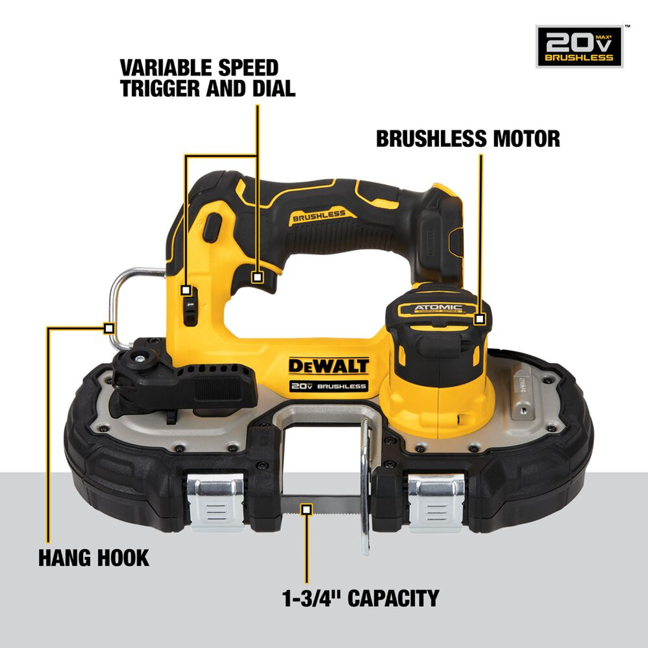 DeWalt DCS377B ATOMIC 20V MAX Brushless Cordless 1-3/4 inch Compact Band Saw (Tool Only)
