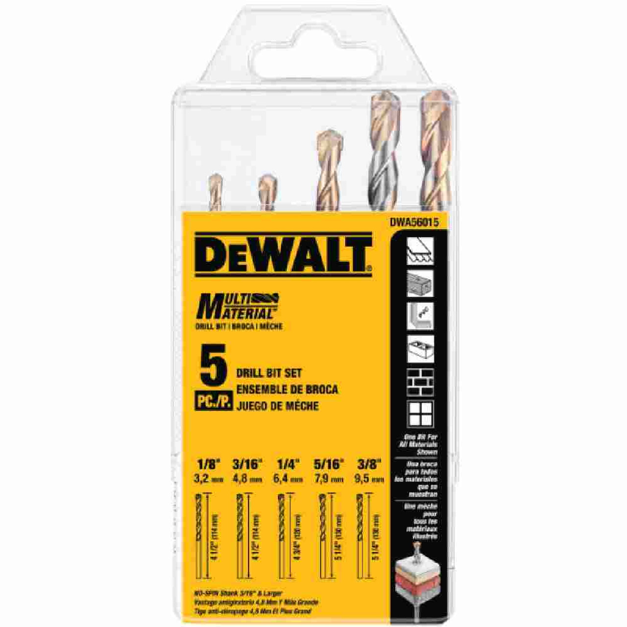 DeWalt DWA56015 5pc Multi Material Drill Bit