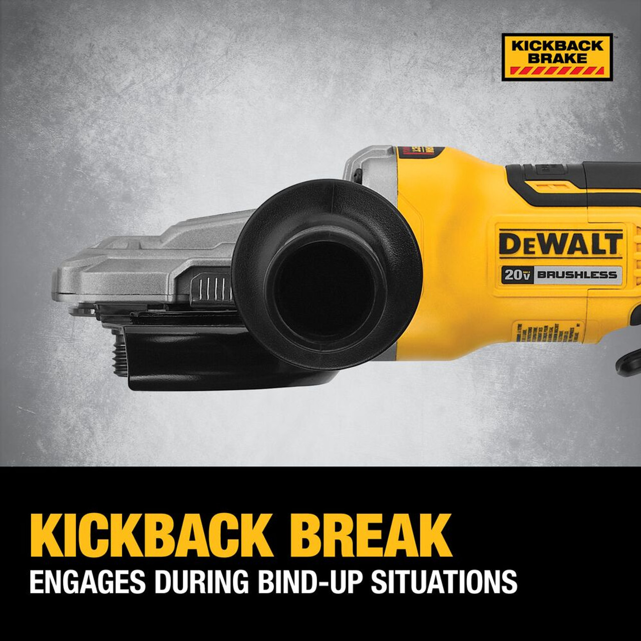 DeWalt DCG413FB 20V MAX XR 5 inch Flathead Paddle Switch Small Angle Grinder with Kickback Brake (Tool Only)