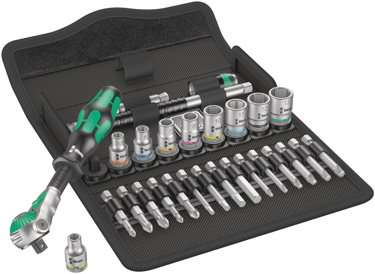Wera 05004016001 8100 SA 6 Zyklop 28pc Speed 1/4-inch Ratchet Set - Metric