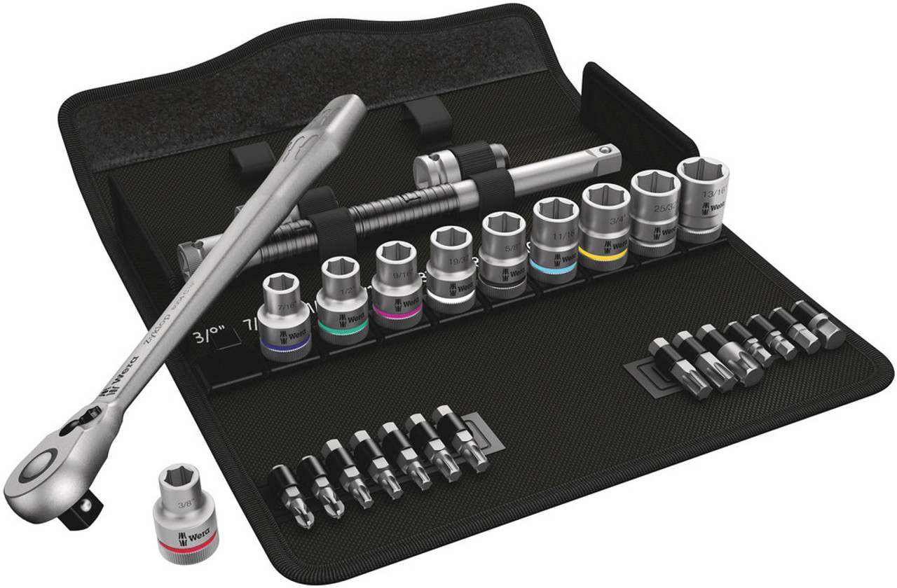 Wera 05004081001 8100 SC 11 Zyklop 28pc Metal Switch Lever 1/2-inch Ratchet Set - SAE Wera 05004081001 8100 SC 11 Zyklop 28pc Metal Switch Lever 1/2-inch Ratchet Set - SAE