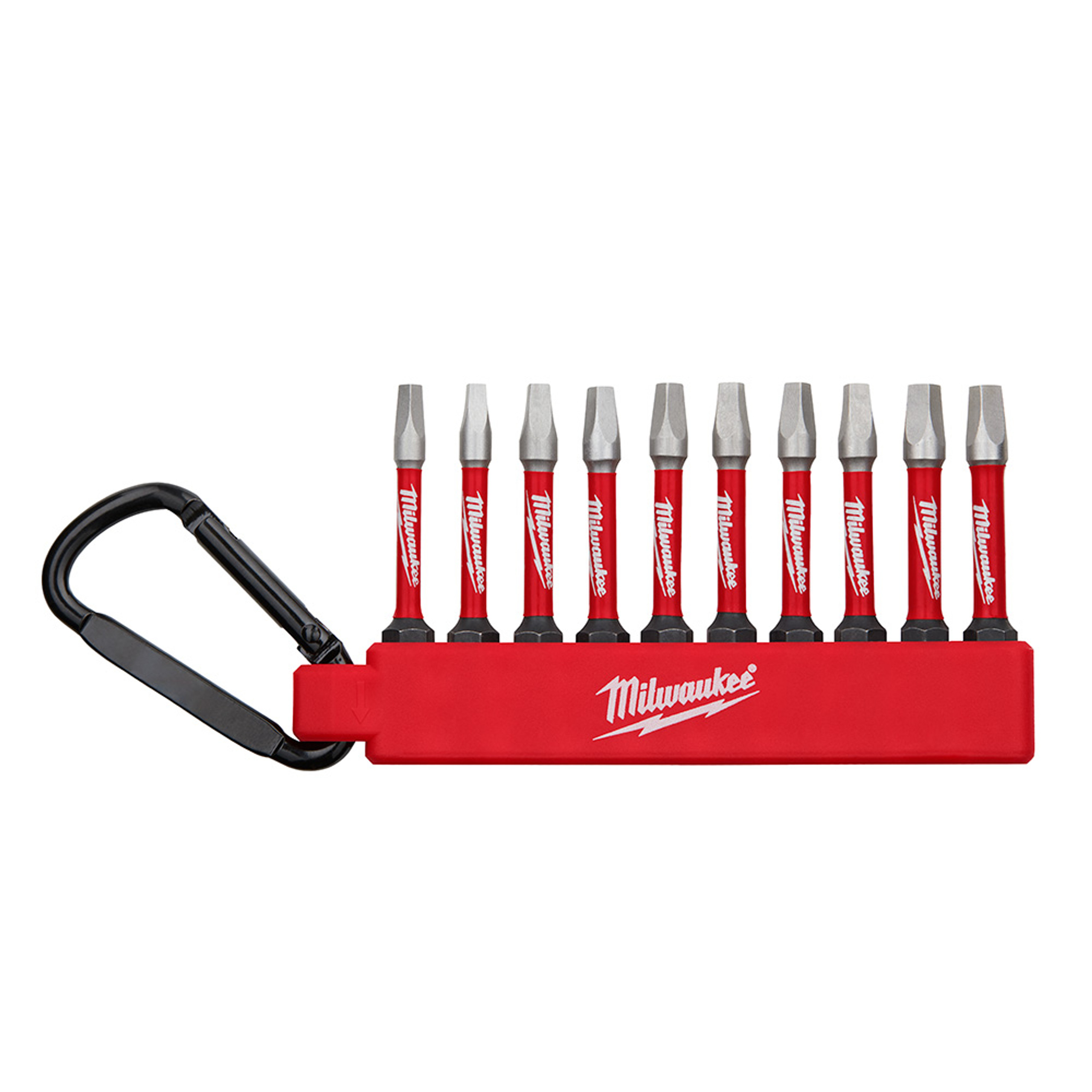 Milwaukee 10pc SHOCKWAVE Square Driver Bit Set with Carabiner