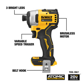 DeWalt 20V Brushless Compact 1/4 inch Impact Driver (Tool Only) DeWalt 20V Brushless Compact 1/4 inch Impact Driver (Tool Only)