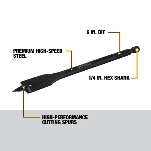 DeWalt DW1573 7/16 inch x 6 inch Heavy Duty Spade Bit