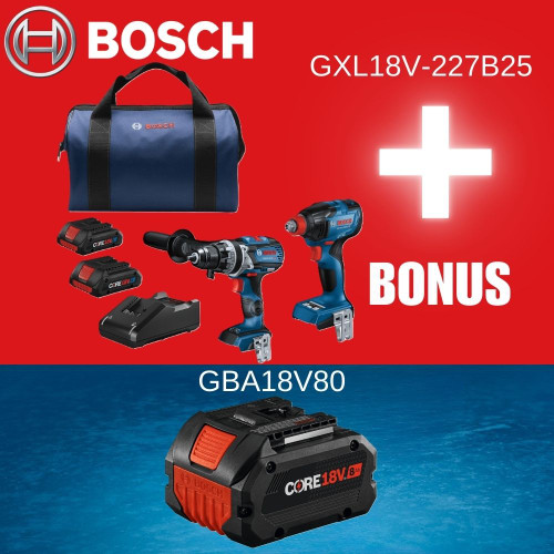 Bosch GXL18V-227B25 2-Tool Two-In-One Bit/Socket Impact Driver/Wrench  and 1/2 inch Hammer Drill/Driver Combo Kit