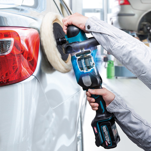 Makita PV001GZ 40V Max XGT Cordless Brushless 7 inch Polisher (Tool Only) showing in use polishing side of a vehicle