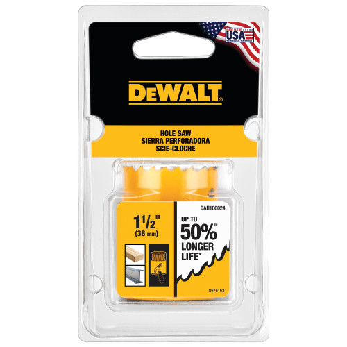 DeWalt DAH180024 1-1/2 Inch Bi-Metal Hole Saw showing in packaging