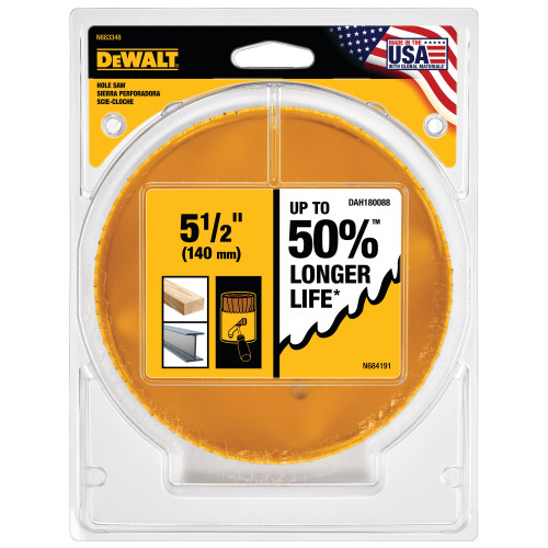 DeWalt DAH180088 5-1/2 Inch Bi-Metal Hole Saw showing in packaging