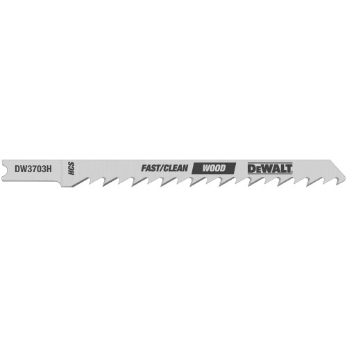DeWalt DW3703H 4 inch 6 TPI U-Shank Clean Wood Cutting Jig Saw Blade - 5pk