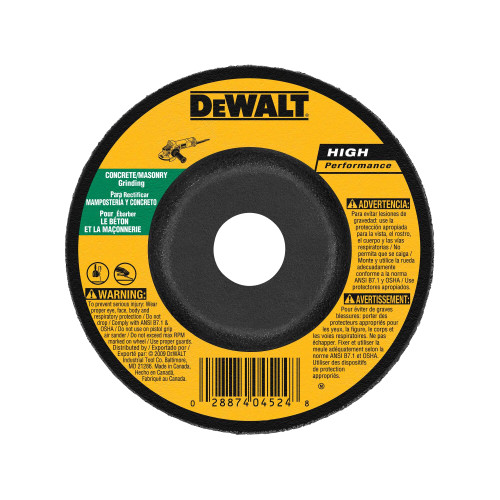 DeWalt DW4629 HP 5 inch x 1/4 inch x 7/8 inch Type 27 Masonry Grinding Wheel showing with label