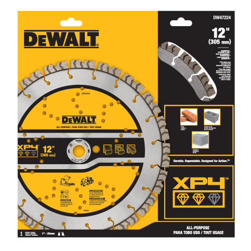 DeWalt DW47224 XP4 12 inch Segmented Diamond Blade showing in packaging