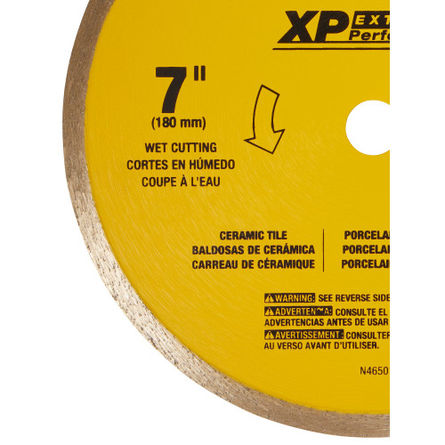 DeWalt DW4760 XP 7 inch Continuous Rim Ceramic Tile Blade showing label