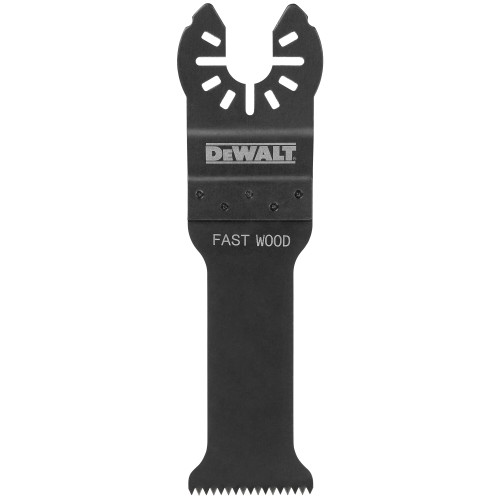 DeWalt DWA4205 1-1/4 inch High Carbon Steel Hardwood Cutting Oscillating Blade showing blade from a different angle while showing mounting system