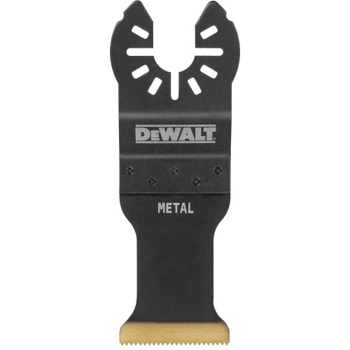 DeWalt DWA4209 1-1/4 inch Titanium Coated Metal Cutting Oscillating Blade showing from a different angle looking at mounting system