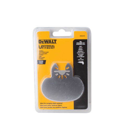 DeWalt DWA4235 Oscillating Flexible Wide Caulk Removing Scraper Blade showing blade in packaging