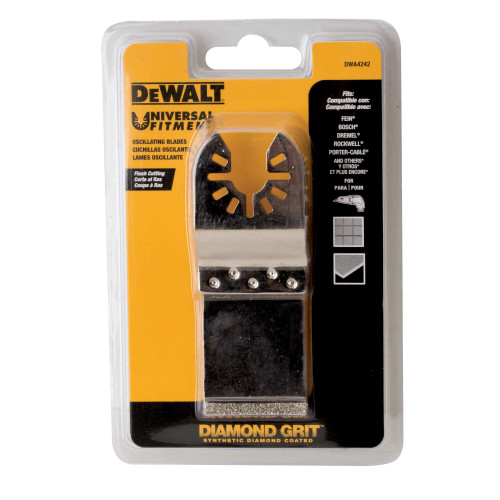 DeWalt DWA4242 Multi-Material Flush Cutting Diamond Oscillating Blade showing blade in packaging
