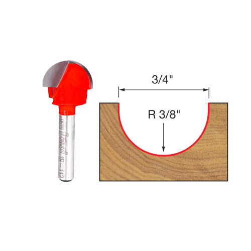 Freud 18-112 3/8 Inch Radius Round Nose Router Bit - 1/4 Inch Shank