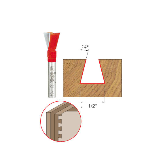 Freud 22-104 1/2 Inch x 14° Dovetail Router Bit - 1/4 Inch Shank