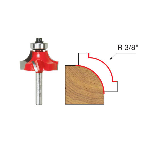 Freud 34-114 Quadra-Cut 3/8 Inch Radius Rounding Over Router Bit - 1/4 Inch Shank