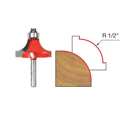 Freud 34-116 Quadra-Cut 1/2 Inch Radius Rounding Over Router Bit - 1/4 Inch Shank