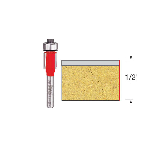 Freud 44-102 1/2 Inch x 1/12 Inch 3-Cutter Bearing Flush Trim Router Bit - 1/4 Inch Shank