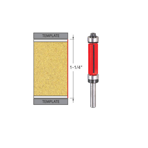 Freud 50-501 1/2 Inch Top  and Bottom Bearing Flush Trim Router Bit - 1/4 Inch Shank