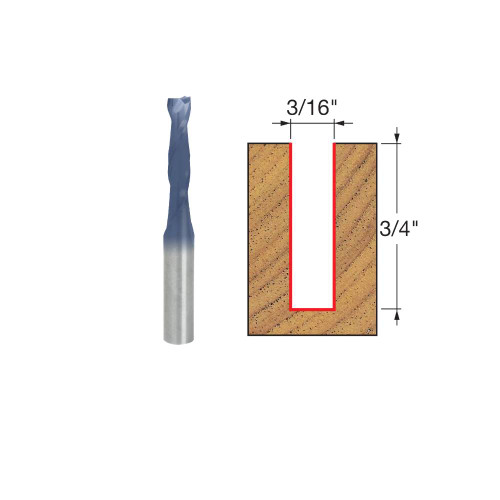 Freud 75-101 3/16 Inch Solid Carbide Up Spiral Router Bit - 1/4 Inch Shank