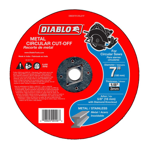 Diablo CDD070125L01F 7 Inch x 1/8 Inch x 5/8 Inch Type-27 Metal Cut Off Disc