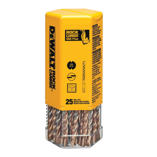 DeWalt DW5402B25 3/16 inch x 2 inch x 4 inch SDS Plus Masonry Hammer Drill Bits - 25pk