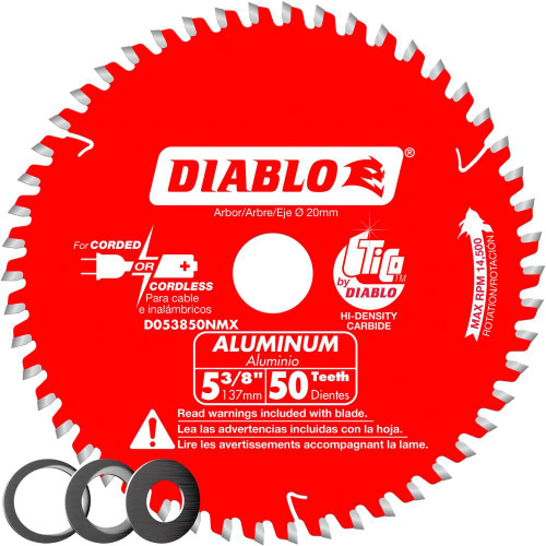 Diablo D053850NMX 5-3/8 Inch x 50T Aluminum Cutting Trim Saw Blade