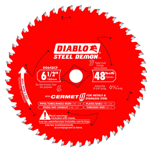 Diablo D0648CFX Steel Demon 6-1/2 Inch x 48T Cermet II Metal Cutting Saw Blade