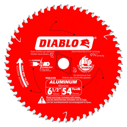 Diablo D0654N 6-1/2 Inch x 54T Medium Aluminum Cutting Saw Blade