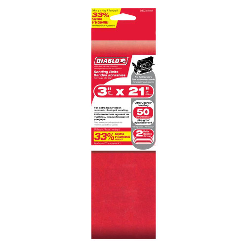 Diablo DCB321050S02G 3 inch x 21 inch 50 Grit Sanding Belts - 2pk