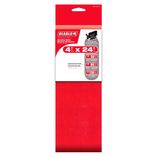 Diablo DCB424ASTS03G 3pc 4 inch x 24 inch Assorted 50-120 Grit Sanding Belt Set