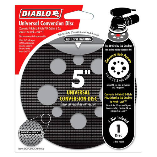Diablo DCP050CONH01G 5 Inch Random Orbital Sandpaper (ROS) PSA to Hook  and Lock Conversion Pad