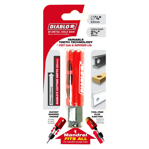 Diablo DHS0875 7/8 inch x 2-3/8 inch Bi-Metal Hole Saw