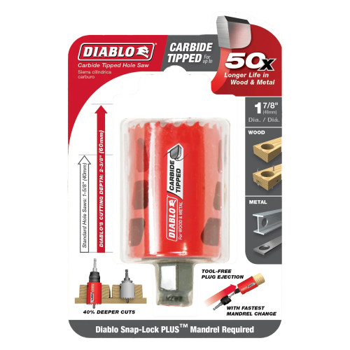 Diablo DHS1875CT 1-7/8 inch x 2-3/8 inch Carbide-Tipped Hole Saw showing in packaging