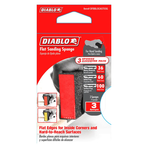Diablo DFBBLOCAST03G 3pc Assorted Flat Sanding Sponge Set